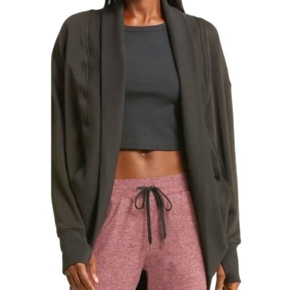 NWT!! Zella Women's Amazing Cocoon Cotton Cardi Shawl Collar Thumb Hole Cuffs Sm - Picture 1 of 10